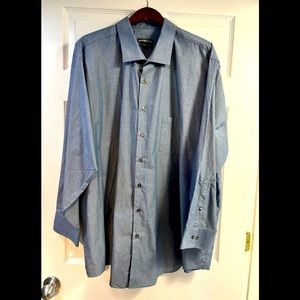 Geoffrey Beene Big Wrinkle Free long sleeve dress shirt size 20 34/35 Blue